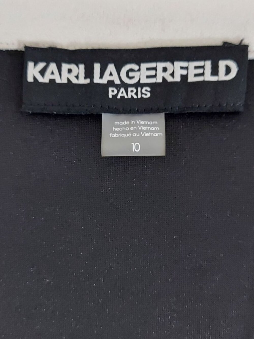 Karl Lagerfeld Paris Black Ivory Belted Pleated Colorblock Business Midi Dress - Picture 8 of 9